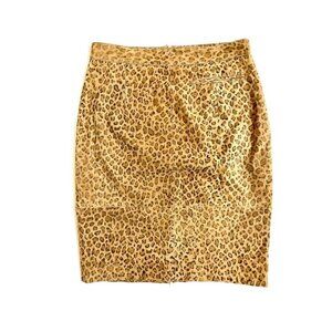 Whistles Leather Skirt Animal Cheetah Print Suede Pencil Skirt SZ S